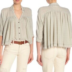 WE THE FREE/FREE PEOPLE‎ Rainbow Picnic Button Down Shirt Multicolor Plaid Sz Sm